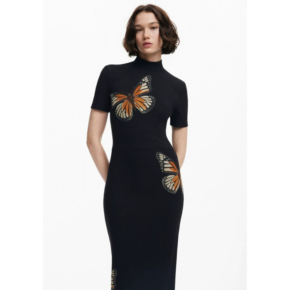Zara Summer Retro Knit Dress Slim Fit Bodycon Midi Dress
